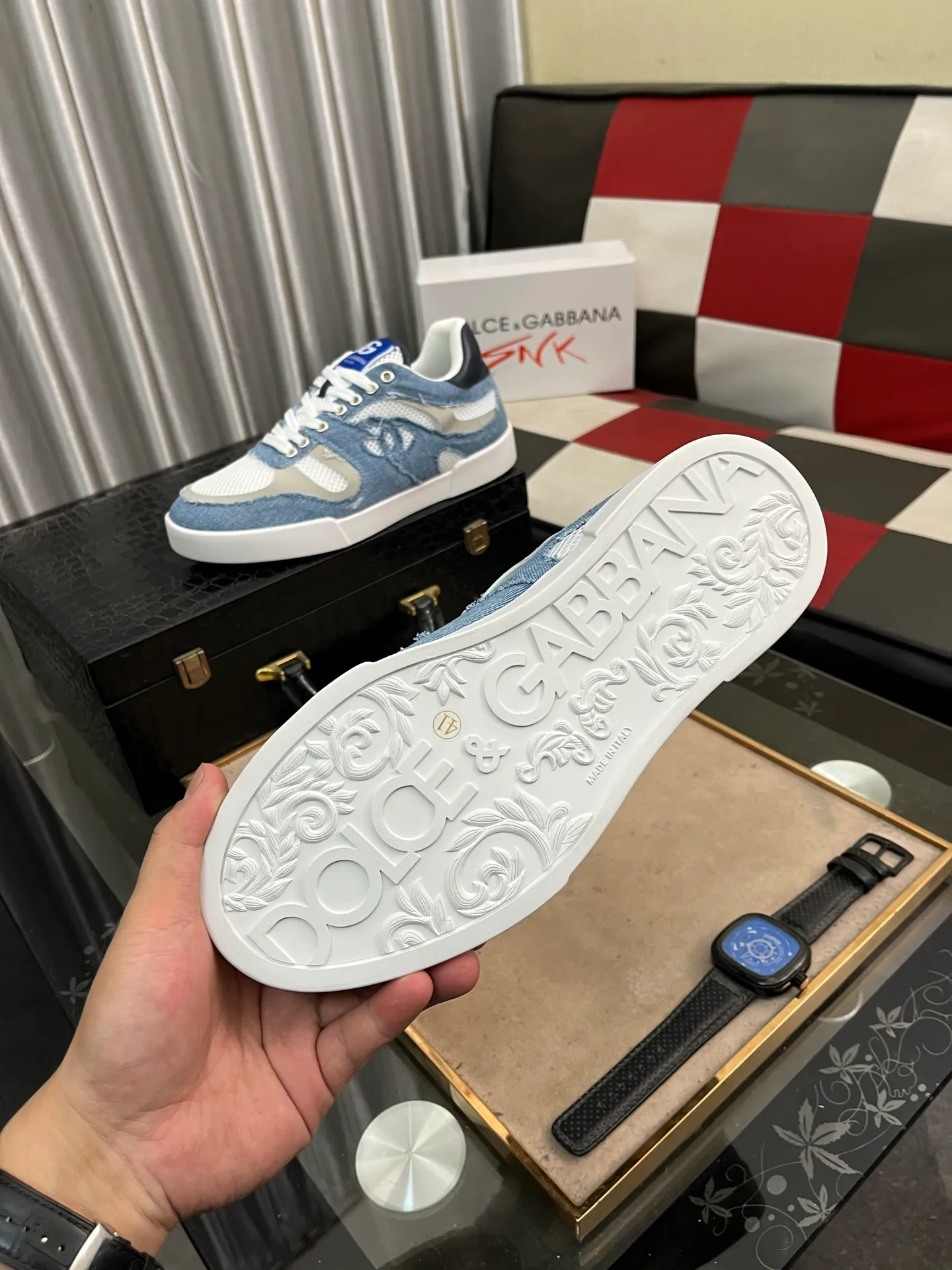 Men's shoes 💰440⌚️⌚️【DG～】Men's casual shoes are on sale at the same time 🔶🔷🔜The upper is made of cowhide stitching fabric ➕Mesh lining, comfortable and breathable, sole: original comfortable and wear-resistant outsole, ⚠️The real thing📱Photographed🎬The real thing is better📢📢📢Number: 35-46